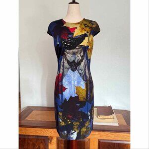 Just Cavalli by Roberto Cavalli Printed Shift Dress Size 42 / US 6 Cap Sleeve